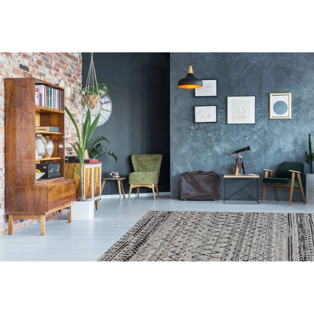 Tappeto Jacquard Phoenix 103 in Lana e Cotone Grigio