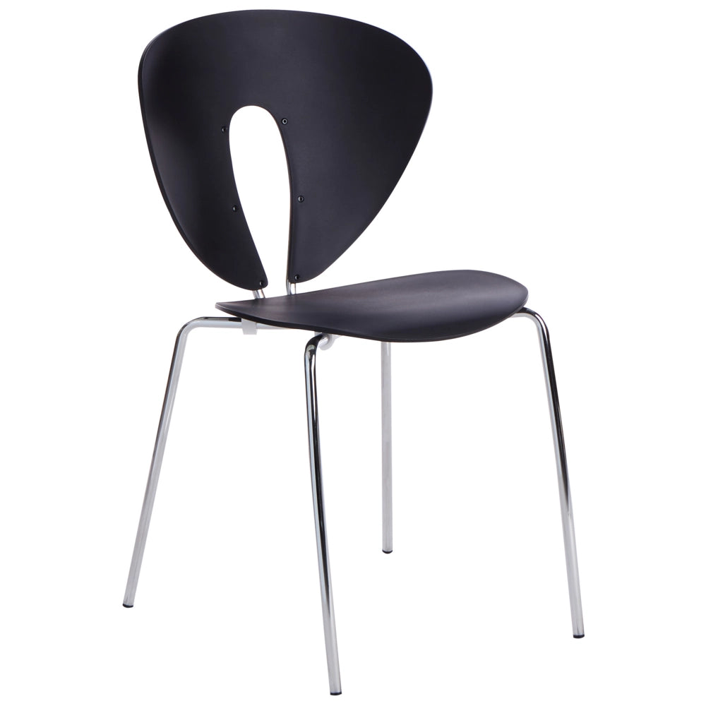 Set di 2 sedie da pranzo impilabili con sedile in plastica senza braccioli nero stile moderno