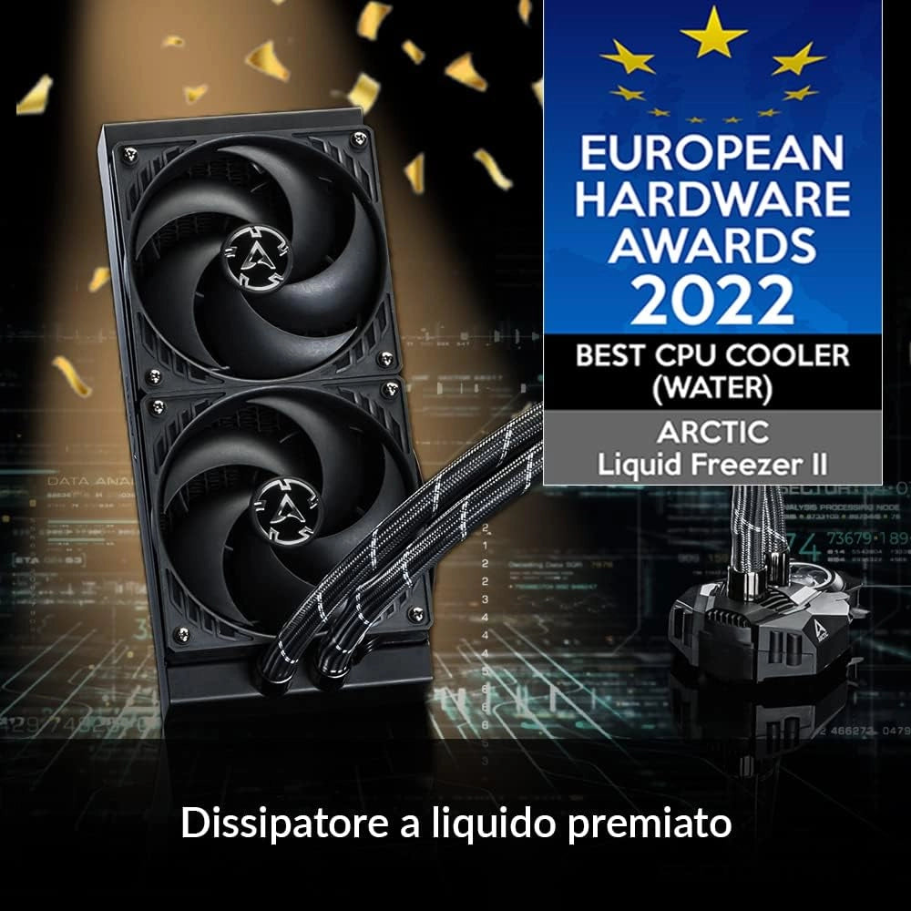 Liquid Freezer II 420 A-RGB Sistema di Raffreddamento PC Dissipatore Liquido ad Acqua per CPU AIO con A-RGB, pompa controllata PWM, velocità della ventola: 200-1900 RPM, LGA1700 compatibile