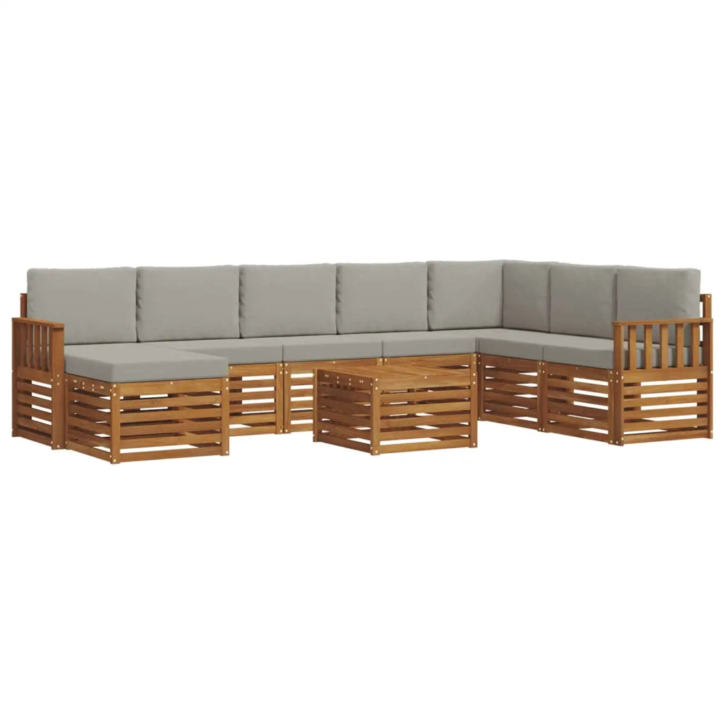 Set divano sezionale con cuscino 9 pcs Grigio Naturale e Chiaro 3375321