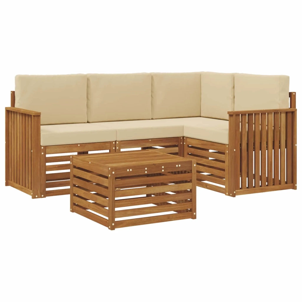 Set di divani da esterno con cuscino 5 pcs Naturale e Beige 3374768