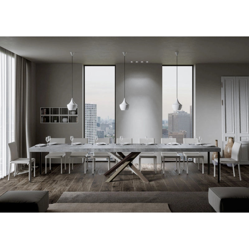 Tavolo allungabile 130/390x90 cm Volantis Premium telaio Multicolore 4/C - Cemento