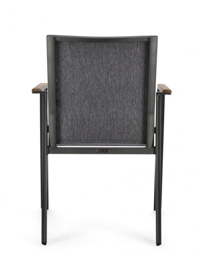 Set 4 Sedie da Giardino 59x61x88h cm con Braccioli Cameron Antracite