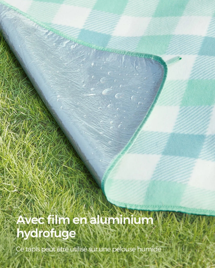 Coperta da picnic con 4 picchetti grande tappetino per campeggio giardino spiaggia uso esterno idrorepellente pieghevole portatile verde 12_0005260