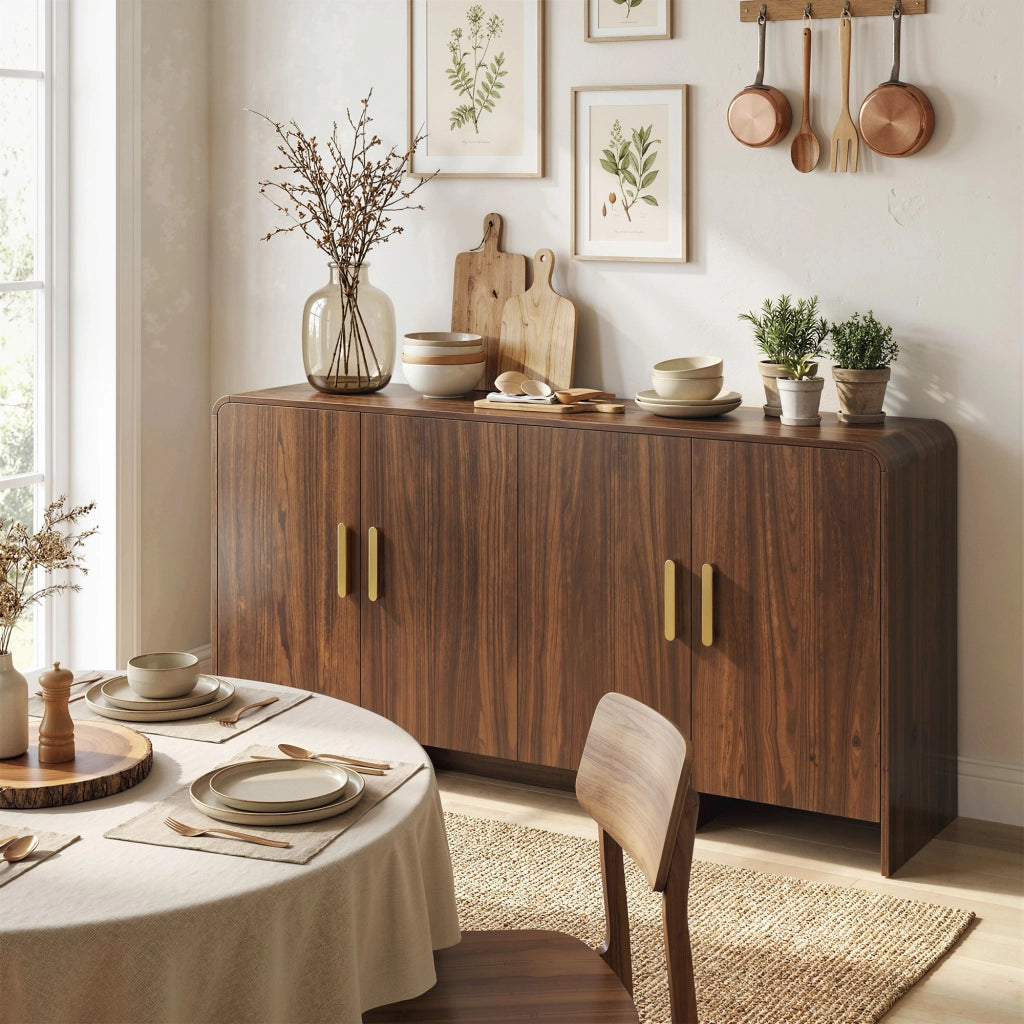 Credenza TV con 4 ante ¨C zephmum ¨C noce, 152 cm