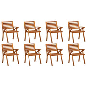 Sedie da Giardino con Cuscini 8 pz in Legno Massello di Acacia 3075210