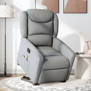 vidaXL Poltrona Alzapersona Massaggi Reclinabile Grigio Chiaro Tessuto