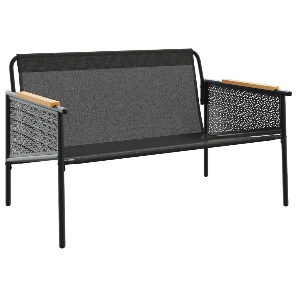 Panchina da Giardino con Cuscini 116 cm Nera in Acciaio 4009303