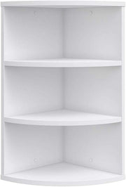 Libreria angolare da terra Ecki, Bianco, 30 x 60 cm, per montaggio a parete con tre ripiani aperti