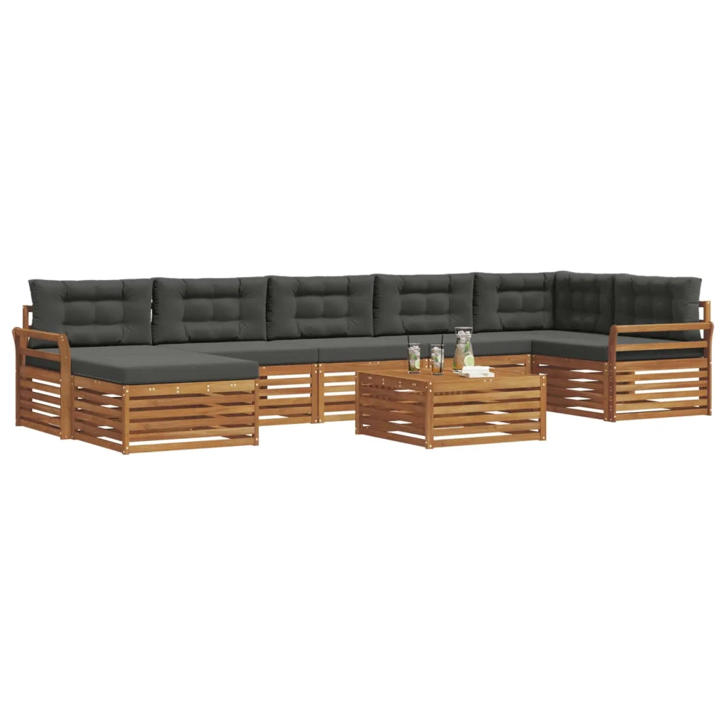Set di divani da esterno con cuscino 8 pcs Naturale e Antracite 3373862