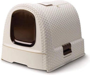Cassetta per gatti chiusa con cassetta per rifiuti rimovibile - facile da pulire - cucchiaio per cassetta per gatti e tappeto in dotazione - Dimensioni 51 x 39 x 39 cm - ivoor