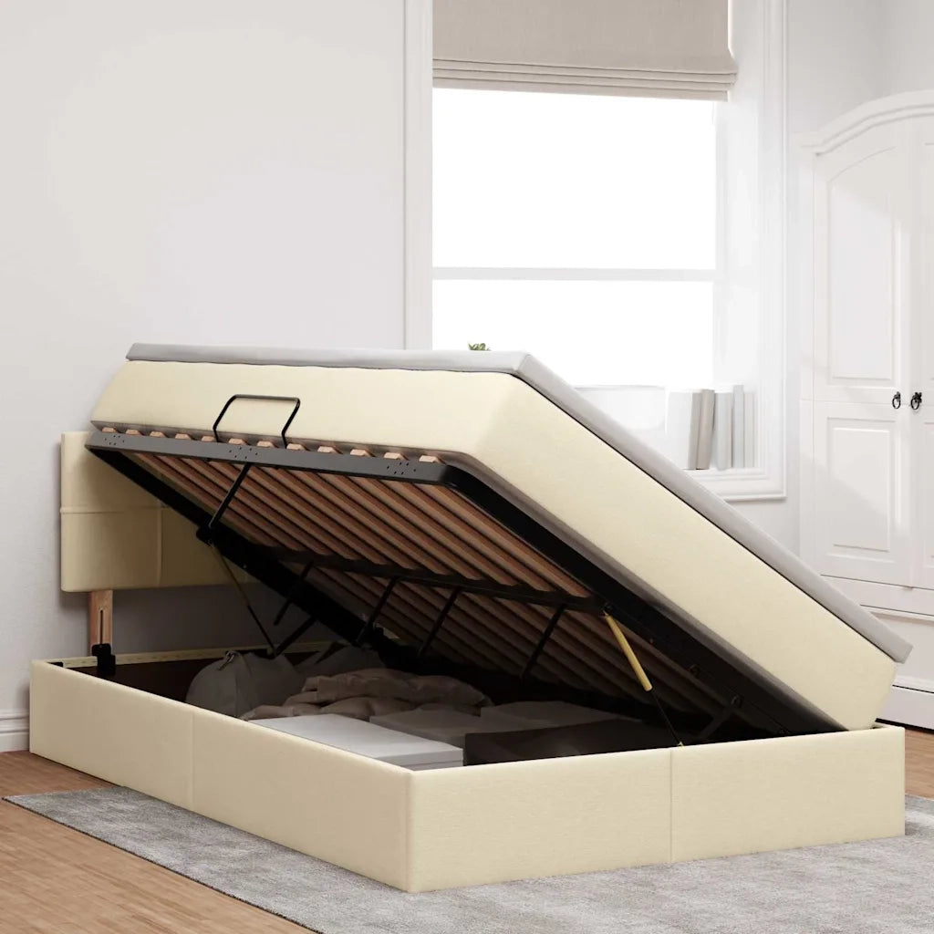Letto con contenitore e materasso Crema 120 x 200 cm