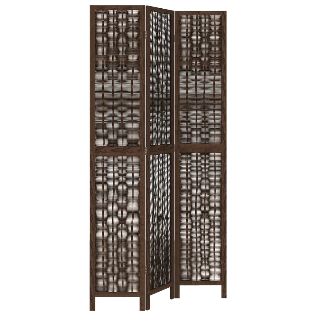 Divisorio Ambienti | Divider per stanze | Paravento 3 Pannelli Marrone Scuro Massello Paulownia