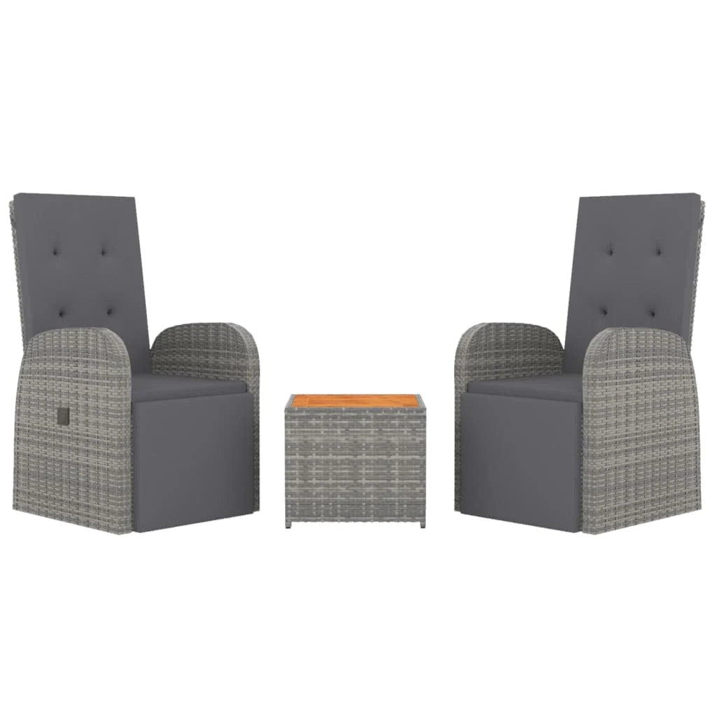 Set di mobili da giardino mobili da esterno Set di mobili da 3 pezzi in polyrattan grigio e acacia 02_0014202