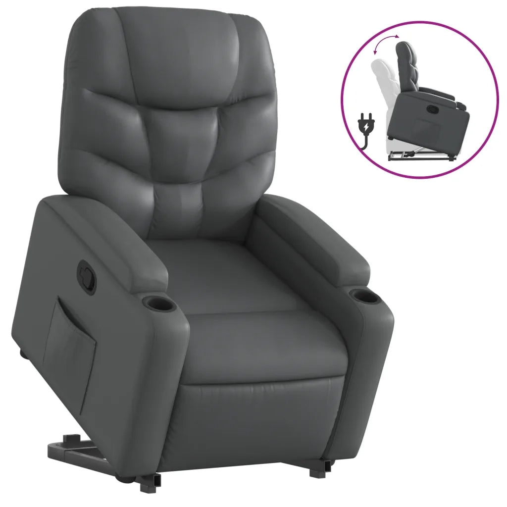 Poltrona Alzapersona Reclinabile Grigio in Similpelle 3204661
