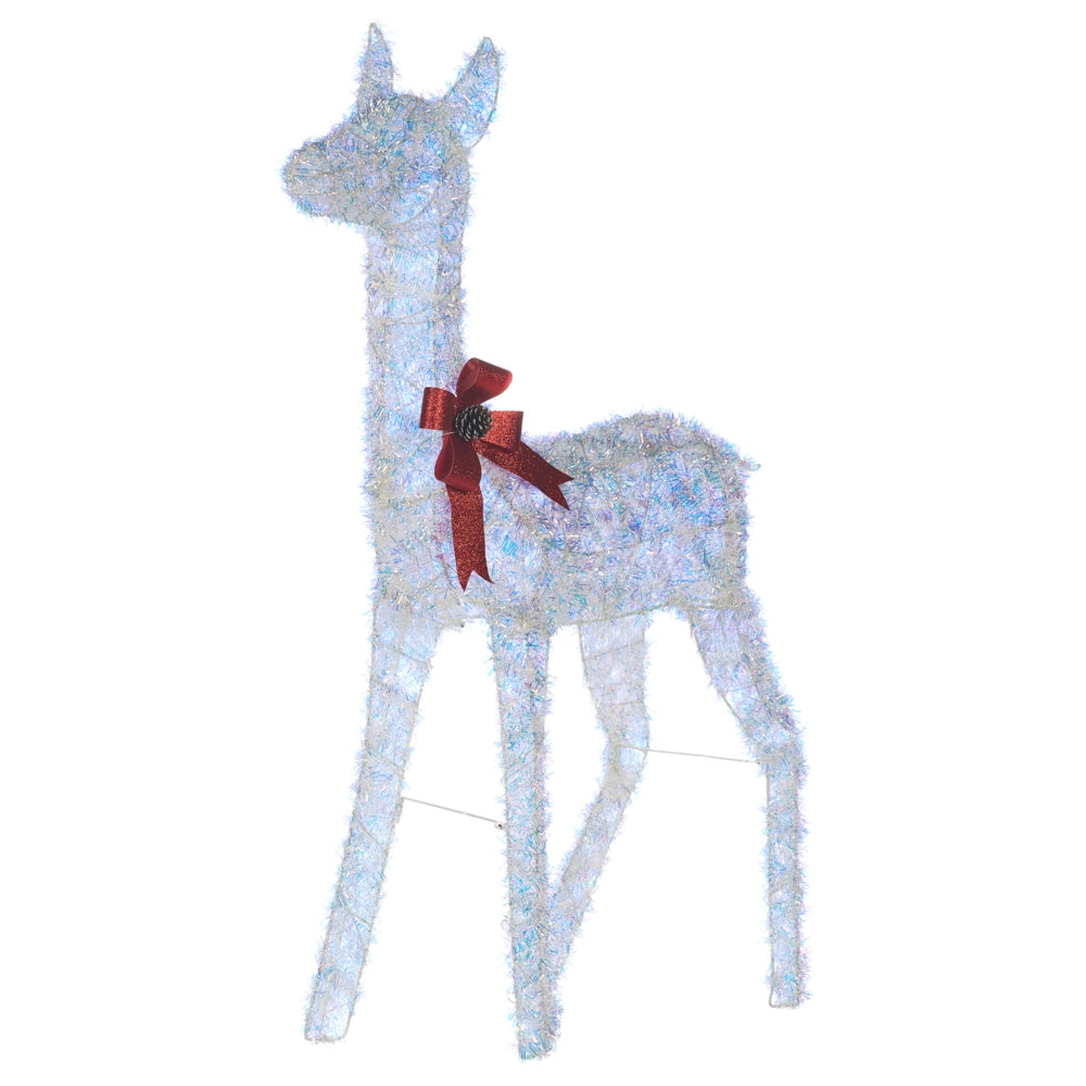 Decorazione natalizia da esterno a LED Renna 110 cm Decorazione natalizia da giardino Illuminata Bianca
