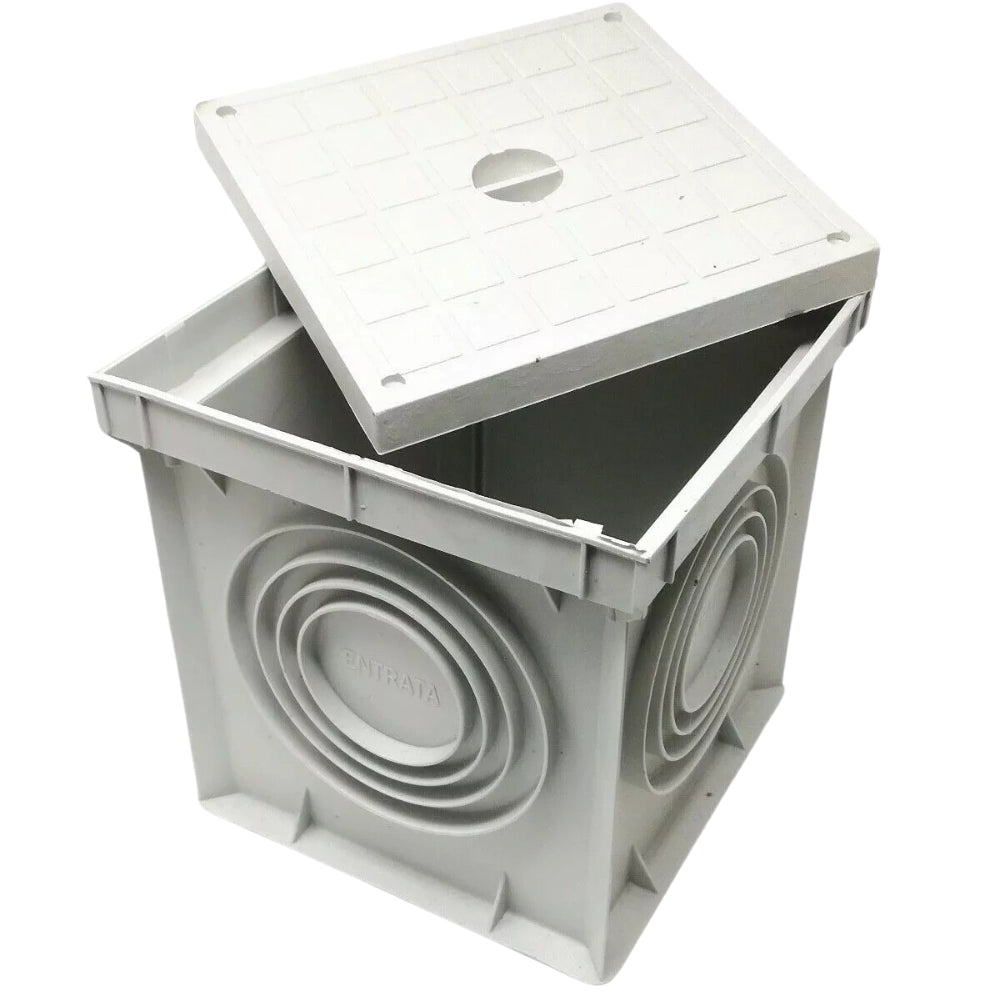 Pozzetto in polipropilene con coperchio grigio chiaro da interrare *** dimensioni 300 x 300 millimetri, confezione 1