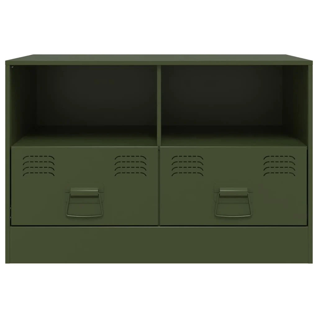 Mobile TV multimediale scaffale TV credenza mobile TV sala da pranzo soggiorno camera da letto 2 pezzi verde oliva 67 x 39 x 44 cm acciaio verde 02_0028639