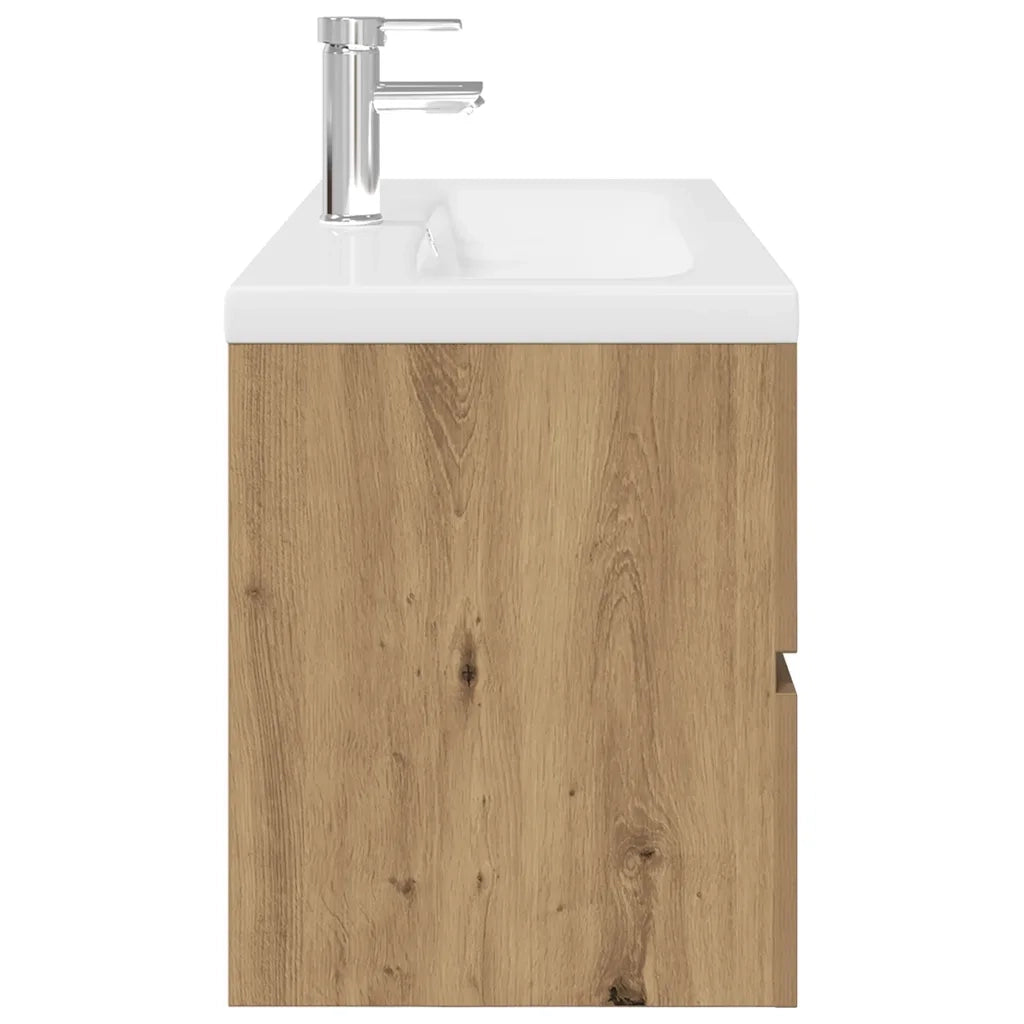 Mobile Bagno con Lavabo Integrato&Rubinetto Rovere Artigianale