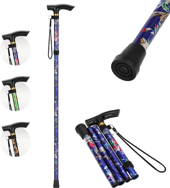Bastone da Camminata Opaco Bastone da Camminata per Donne Leggero Fusto a Fiori con Cinturino e Manubrio a T Altezza Regolabile in 5 Livelli Bastone da Camminata per Viaggiatori anziani e Disabili Bastone da Camminata Portatile con Supregear.
