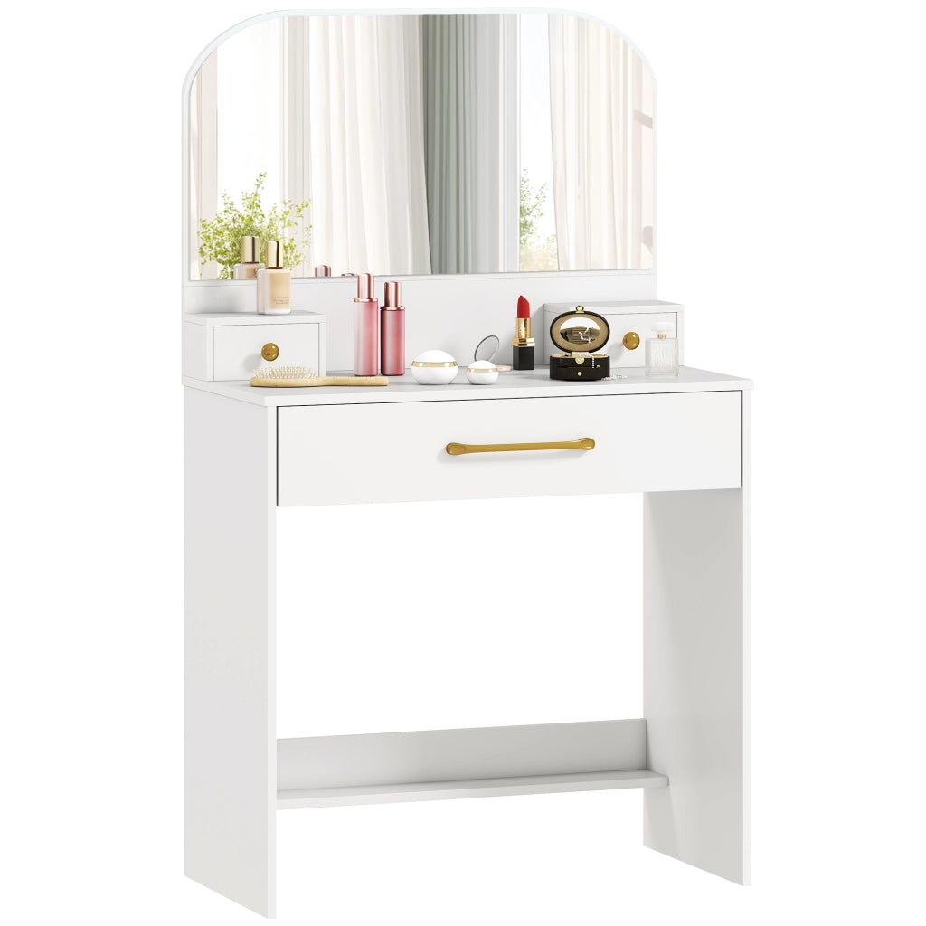 Cassettiera Trucco con Specchio ¨C zephmum ¨C 3 Cassetti, Bianco