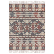 Tappeto in iuta multicolore 160 x 230 cm fatto a mano con motivo geometrico e nappe stile boho soggiorno camera da letto