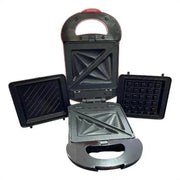 Trade Shop - Mini Piastra Per Sandwich Waffle 3in1 600w Multifunzionale Con Piastre Intercambiabili -
