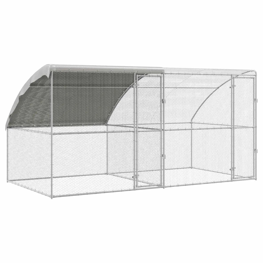 Gabbia per polli 2 pcs Argento 400 x 200 x 200 cm Acciaio e PE