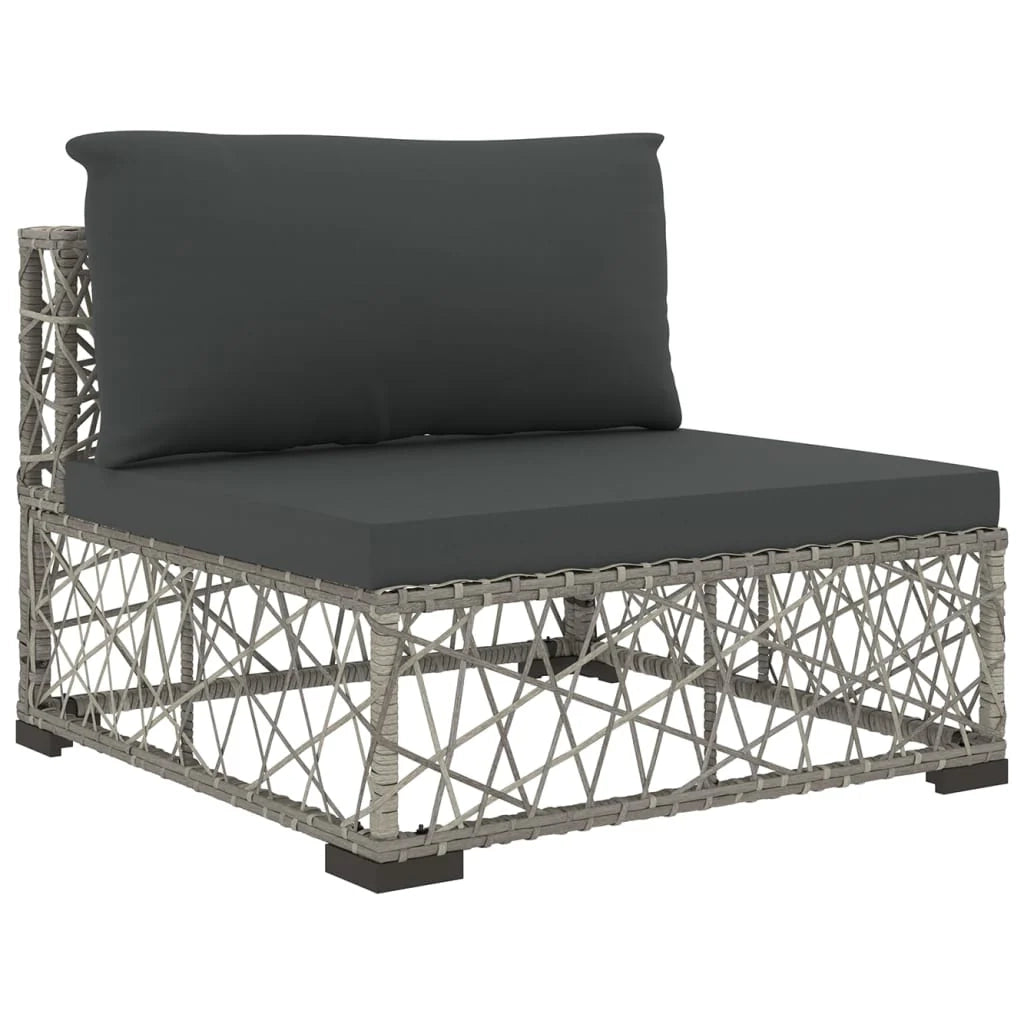 Set di mobili da giardino mobili da esterno 5 pezzi con cuscini resina intrecciata grigia 02_0016441