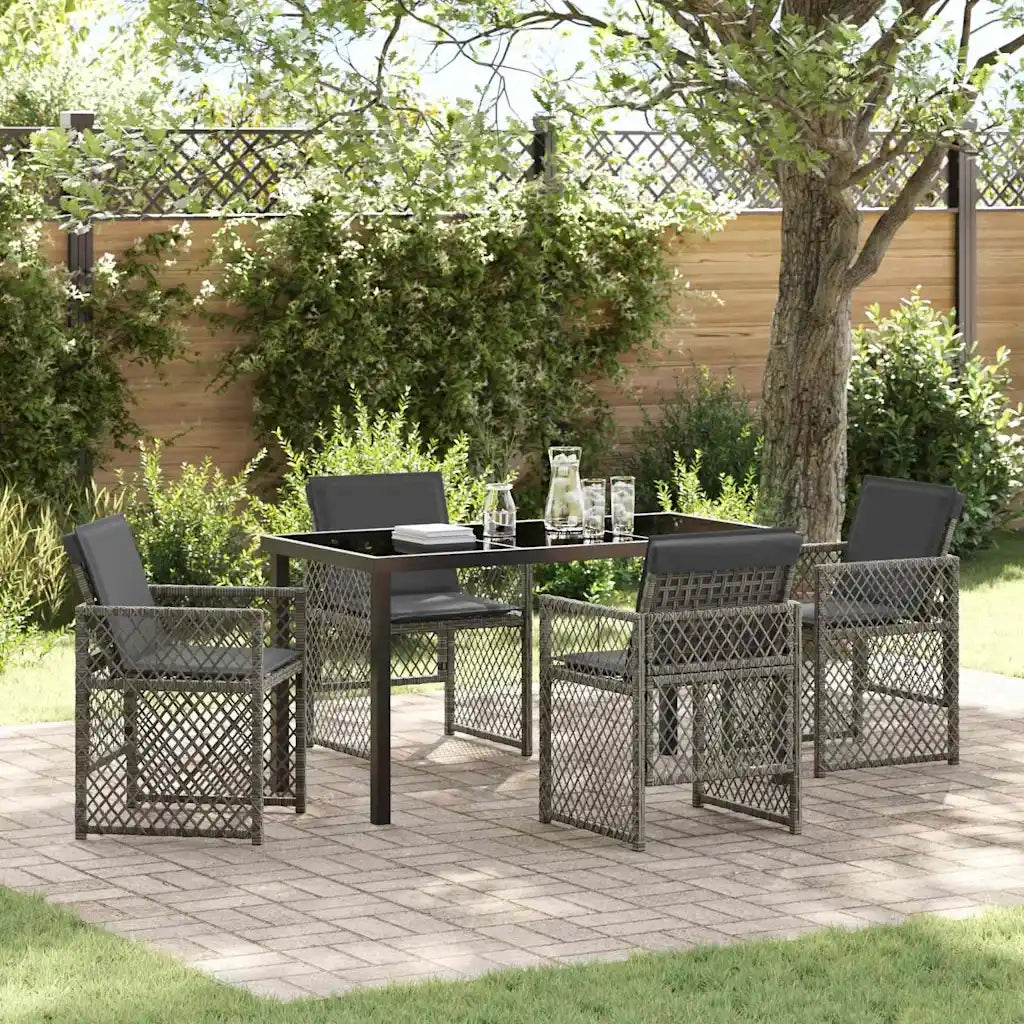 Set da Pranzo per Giardino 5 pcs Grigio polyrattan 3380626