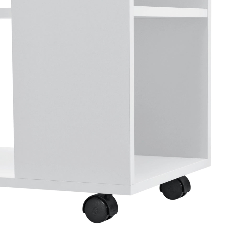 Tavolino Laterale Alvdalen con Ripiano e Rotelle 60 x 70 x 35 cm - Bianco [en.casa]
