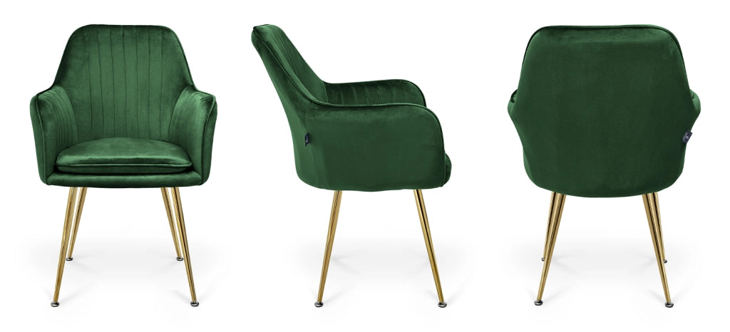 Sedia da pranzo in velluto verde scuro poltroncina vintage - Celine -SDPL30CEPD