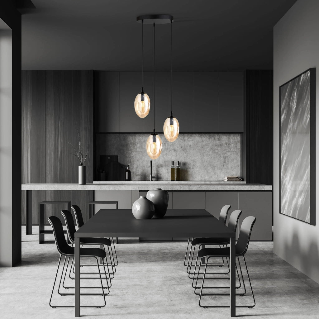 Lampadario Emibig Astral 3xE14 vetro miele nero dimmerabile