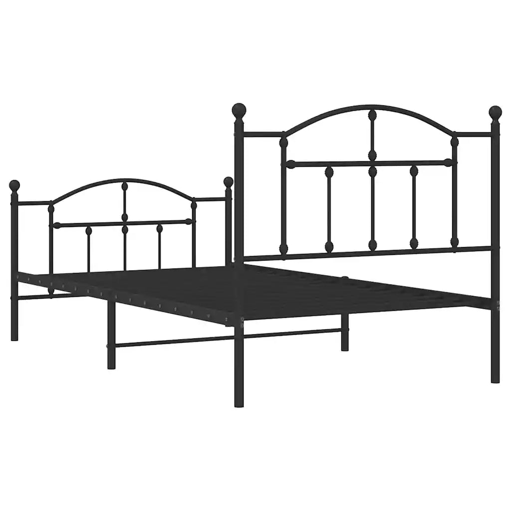 Giroletto con Testiera e Pediera-Struttura Letto Metallo Nero 100x190 cm 509167