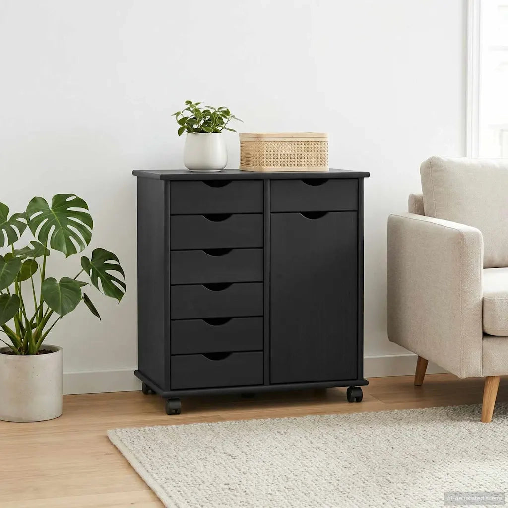 Mobile con Ruote con ruota Nero 63,5 x 39 x 65,5 cm 42028379