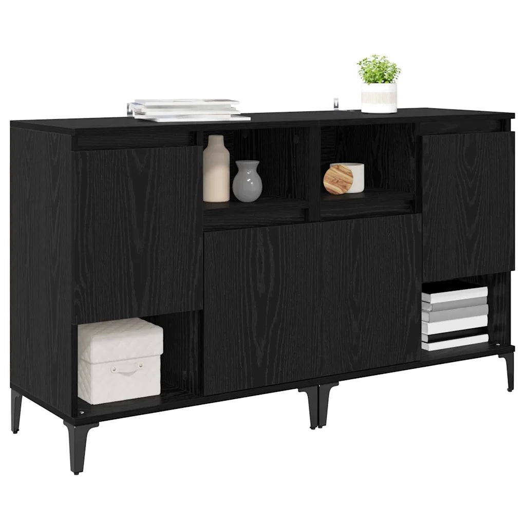 Credenza | Sideboards 2 pcs Rovere Nero 60 x 35 x 70 cm Legno multistrato