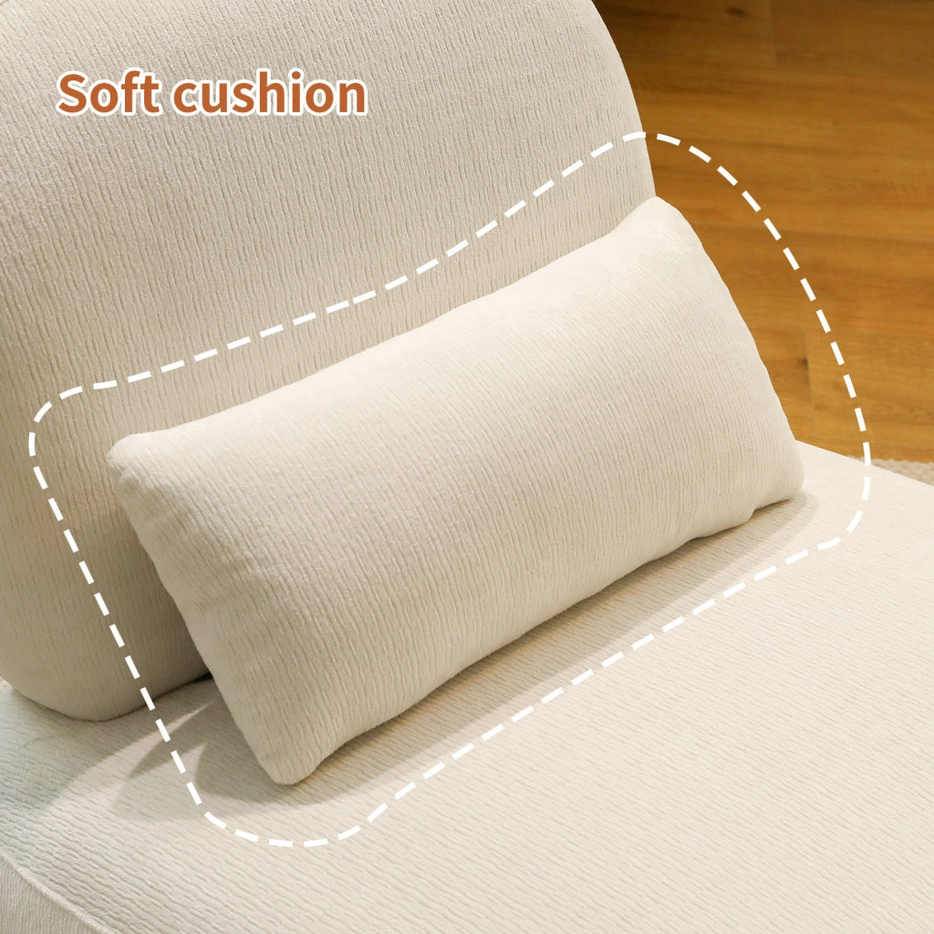 Poltrona Velluto Soggiorno ¨C MINIMAL ¨C Braccioli Assenti, Cuscino Morbido, Gambe in Legno