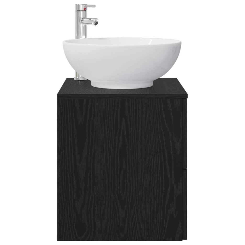 Mobile Lavabo da Parete Rovere Nero 49,5 x 44,5 x 66,5 cm 890303