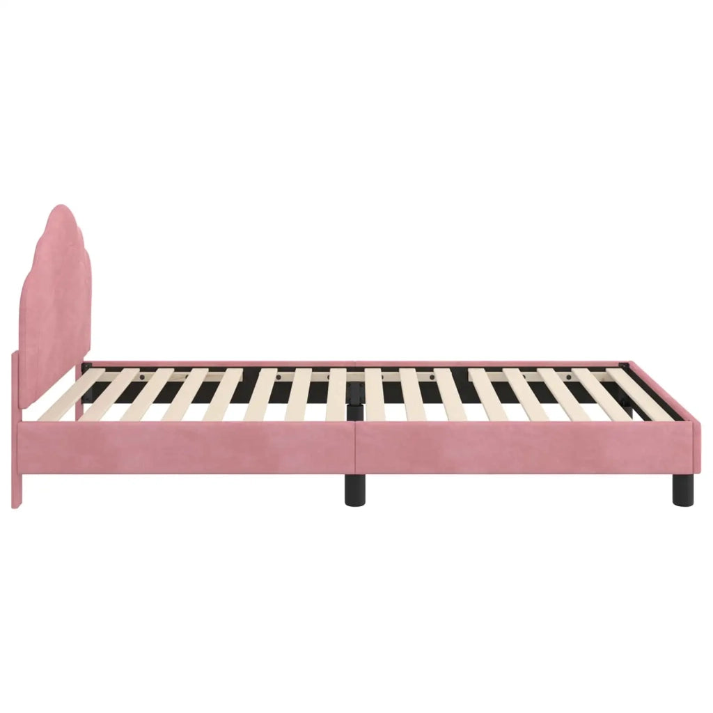 Struttura letto bambini con testata-Giroletto per bambini Rosa 90 x 200 cm Velluto 152948