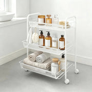 CARRELLO PORTAOGGETTI A 3 RIPIANI 45 x 26,5 x 63 cm IN ACCIAIO BIANCO