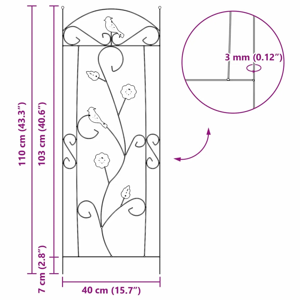 Recinzione per Giardino 3 pcs Nero 110 x 40 cm Acciaio