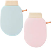 2 x Manicure per esfoliazione - Guanti per doccia per esfoliazione e rimozione delle cellule epidermiche morte - Pennello esfoliante, progettazione ergonomico per tutti i tipi di mano - Manicure massaggianti rosa chiaro + verde chiaro