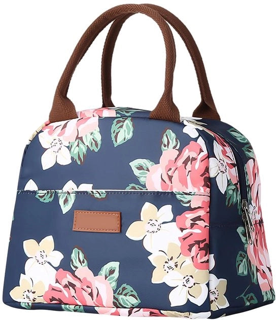 Borsa da picnic per donna, stampo fiorale, moderno, isolato, grande capacità, portatile, pausa lavorativa, snack, frutta, campeggio, escursione