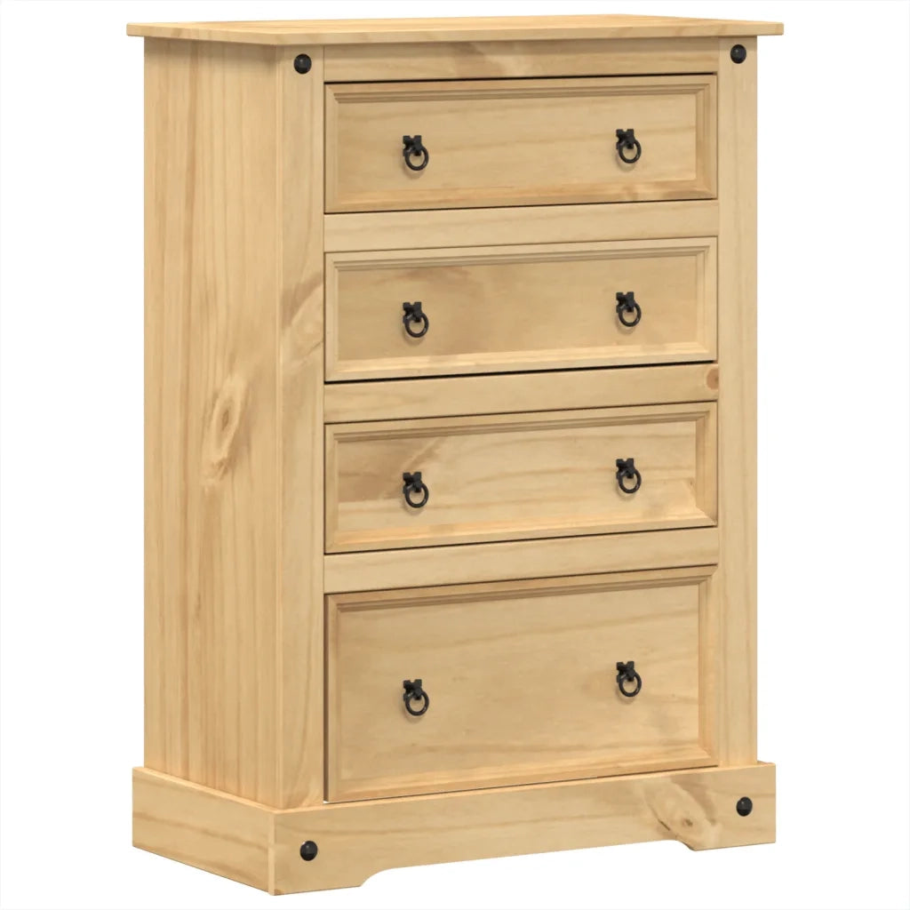 Cassettiera Corona 80x43x114 cm in Legno Massello di Pino 4005672
