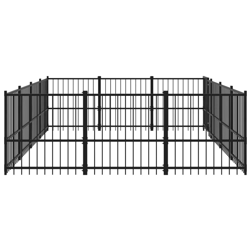 Gabbia per cuccia recinto per animali da esterno per cani in acciaio 11,58 m² nero 02_0041784