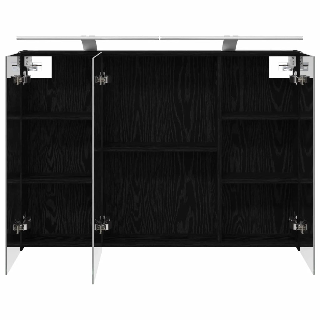 Mobiletto per specchio da bagno Rovere Nero 100 x 14,5 x 70 cm