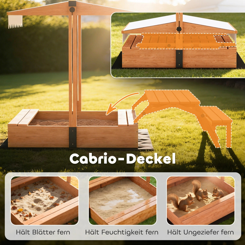 Sandbox con tetto e tavolo da picnic ¨C zephmum ¨C in legno 184x110x120 cm marrone