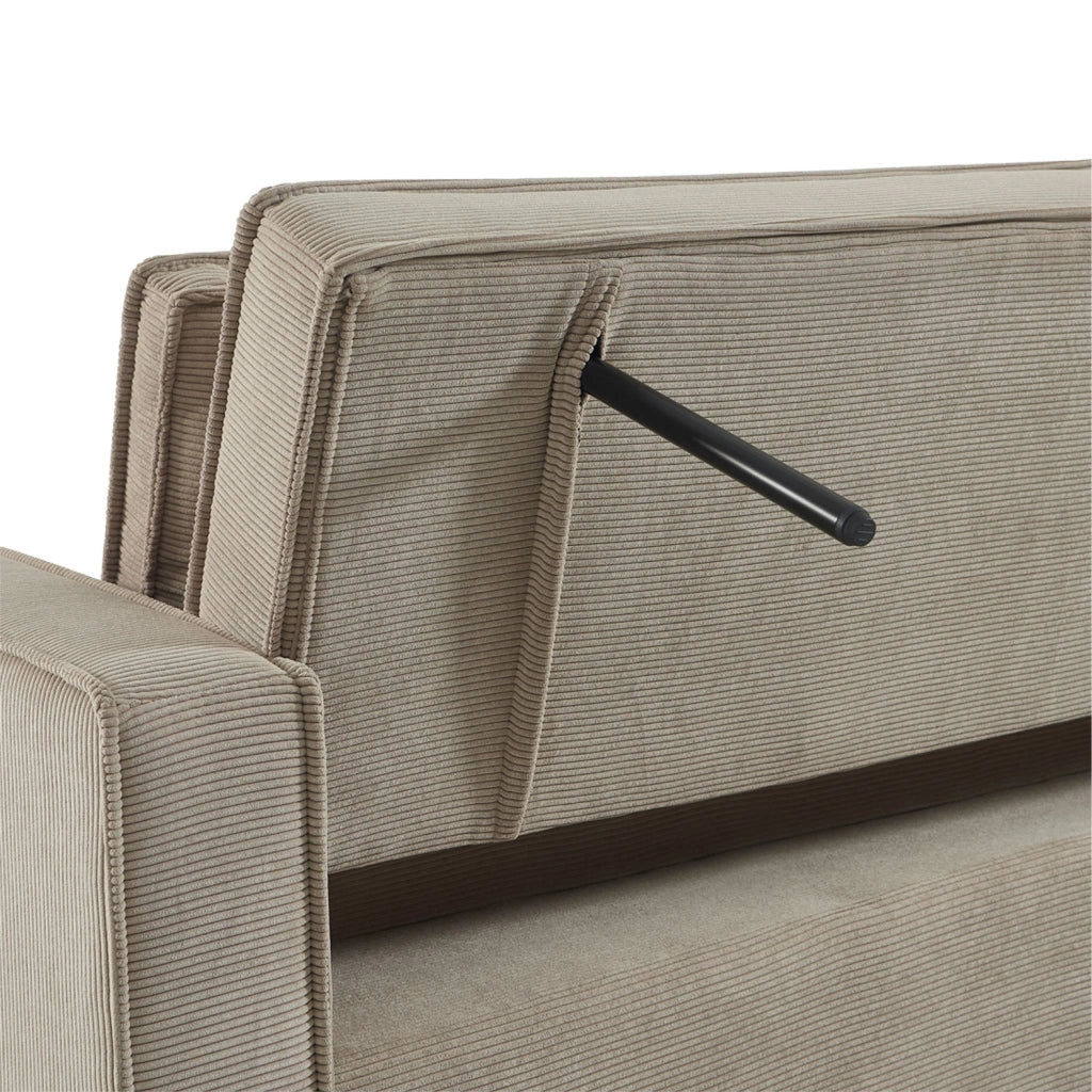 Divano letto in velluto a coste,  3 posti, beige