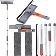 2-in-1 Penna per Finestre con Estensione Telescopica e Testa Flessibile per Interno e Esterno