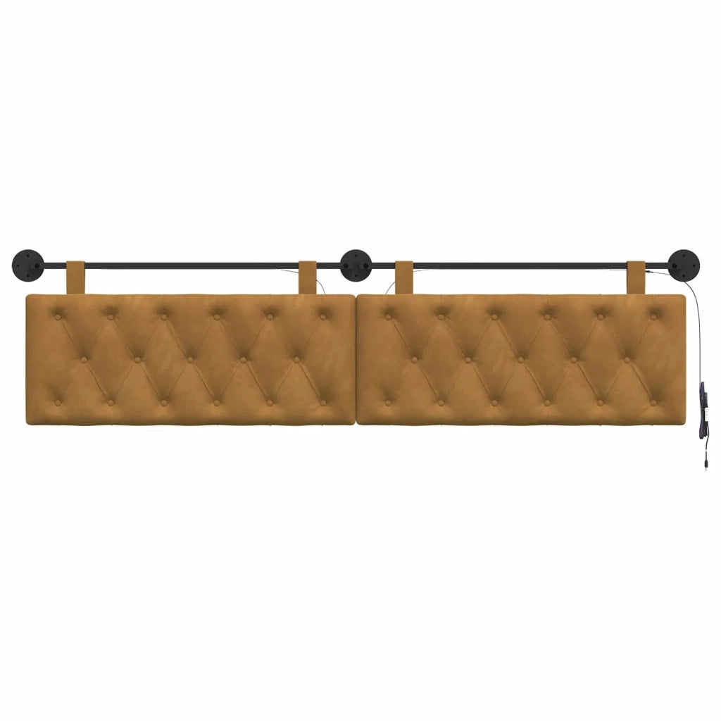 Testiera | Testata sospesa Con luce LED Marrone Velluto